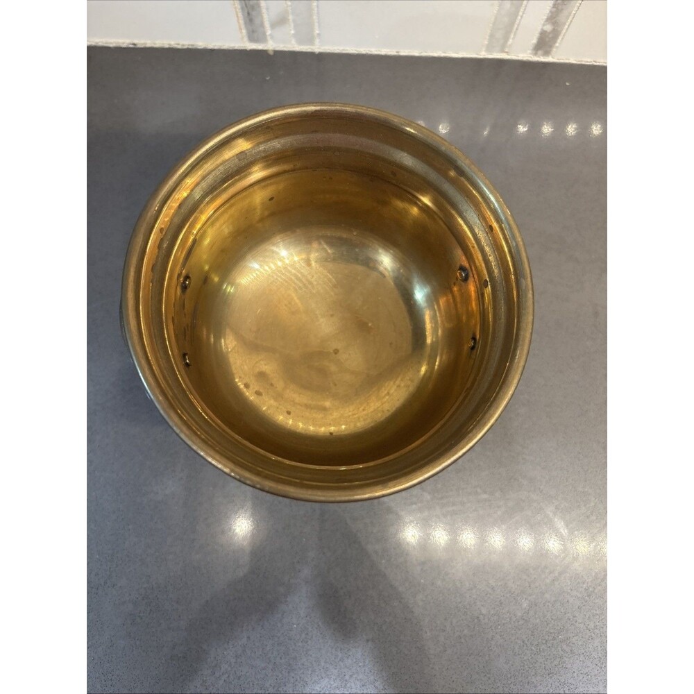 Vintage Brass Pot With Cast Brass Handles And Feet - Made In India - Picture 2 of 8